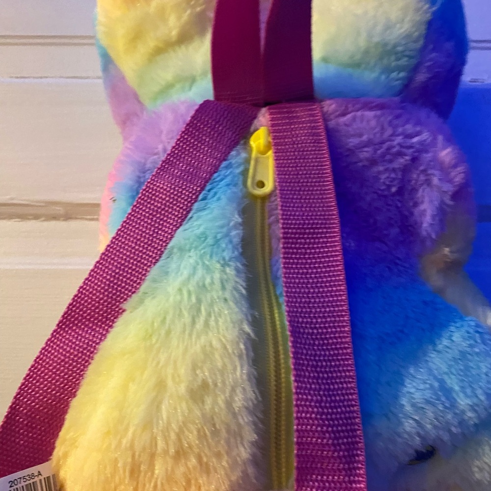 Peeps Zipper backpack Adorable Purple and Pink Stuffed Bunny Plush - Picture 6 of 14